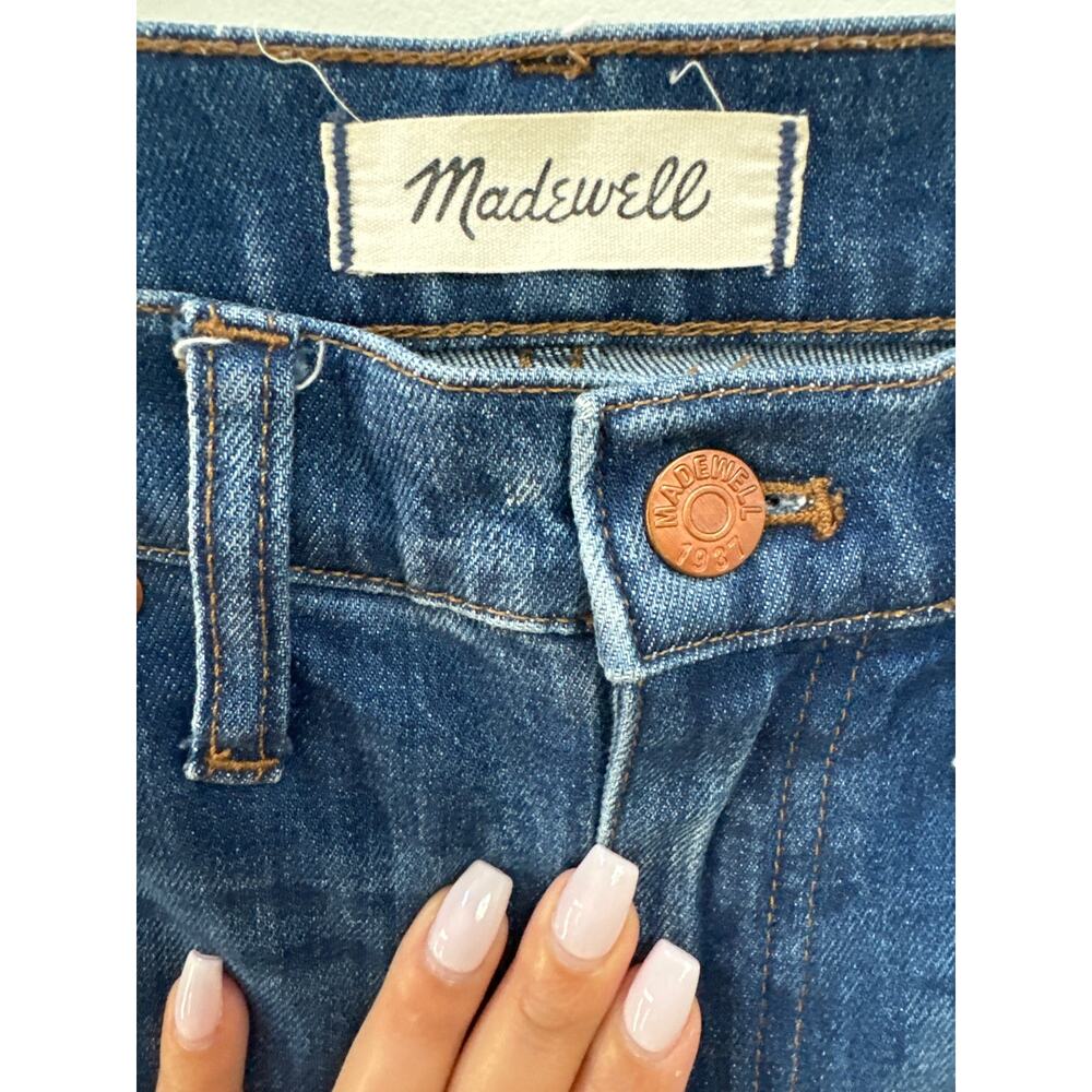 Madewell 10” High Rise Distressed Demi Bootcut Jeans Raw Hem Sz 28 Classic - Picture 3 of 6